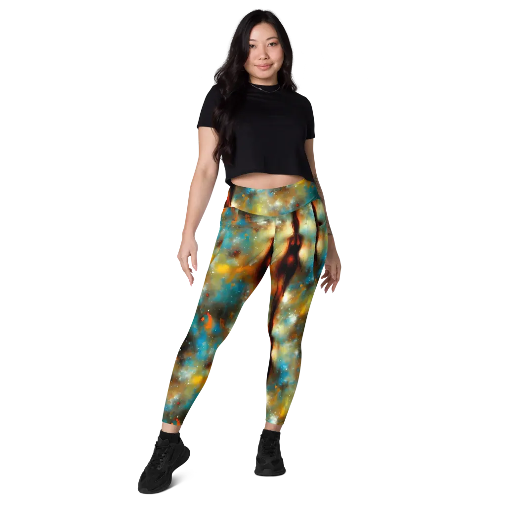 Abstract Tapestries on Leggings with Pockets — Front