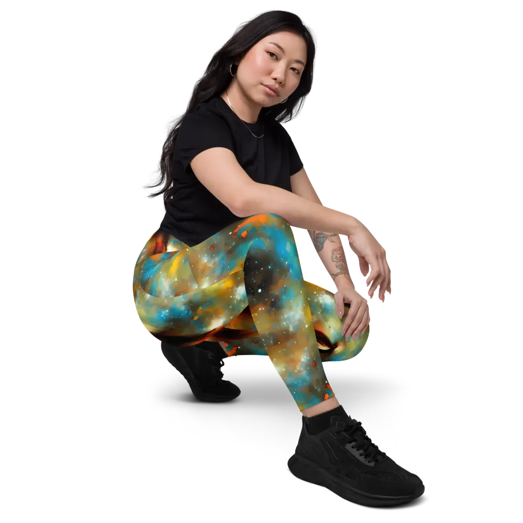 Abstract Tapestries on Leggings with Pockets — Right Front