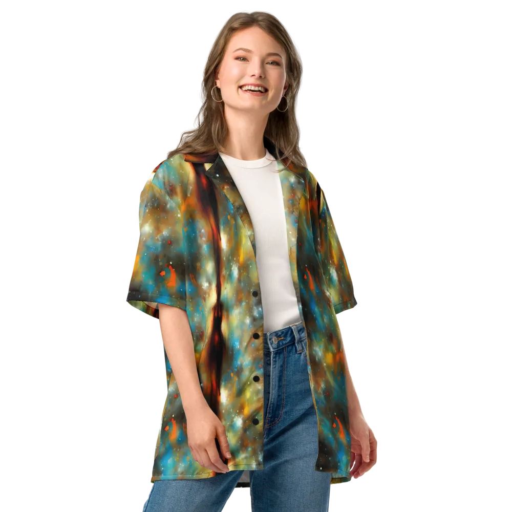 Abstract Tapestries on Button Shirt — Front