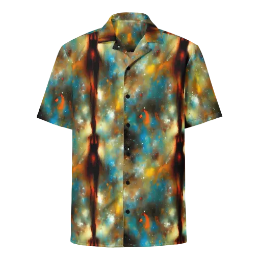 Abstract Tapestries on a Button Shirt