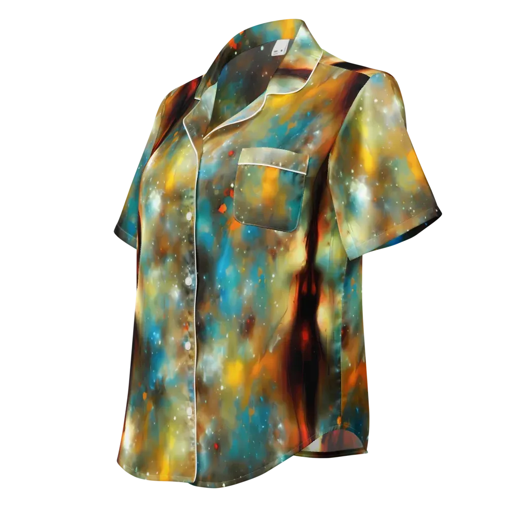 Abstract Tapestries on Women's Short Sleeve Pajama Top — Left Front