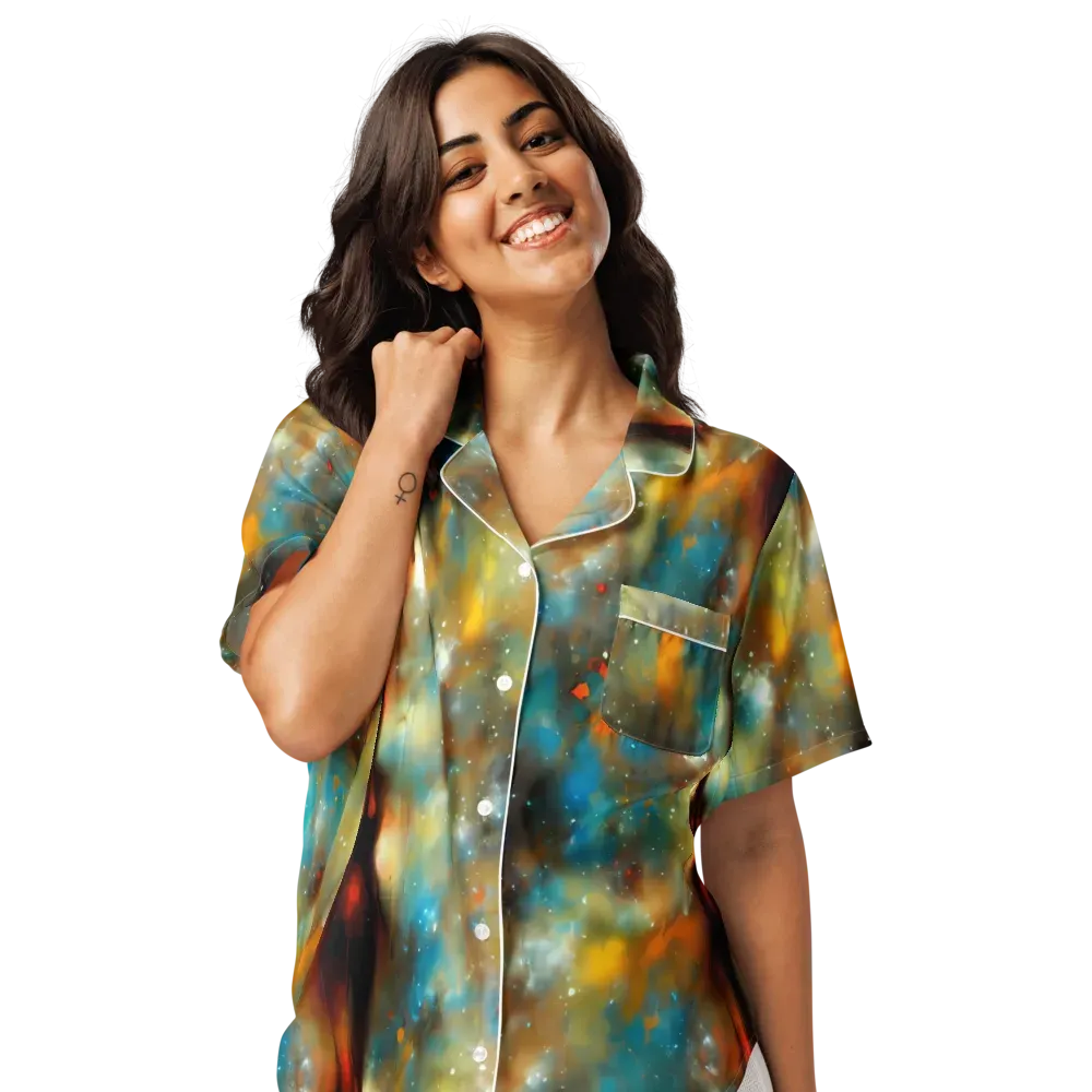 Abstract Tapestries on Women's Short Sleeve Pajama Top — Front