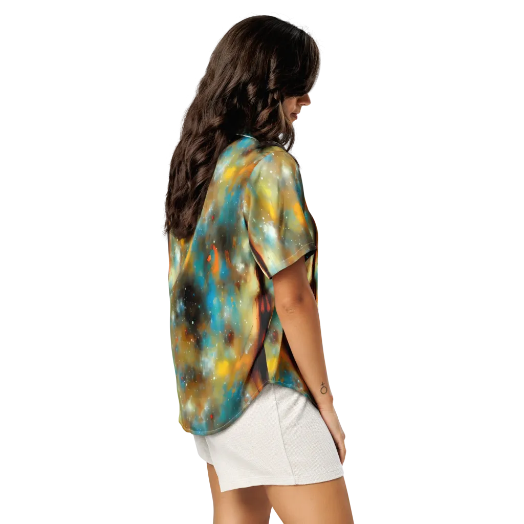 Abstract Tapestries on Women's Short Sleeve Pajama Top — Right Back