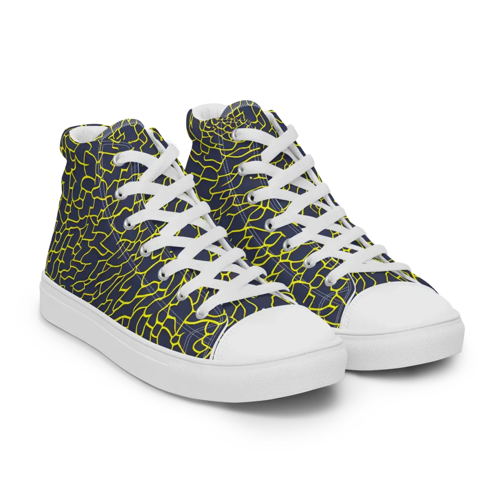 Nightshade Maze on Men's High Top Canvas Shoes — Right Front