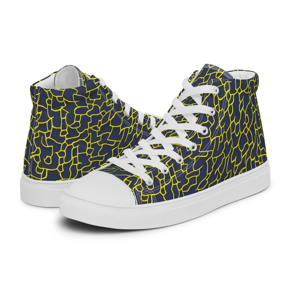 Nightshade Maze on Men's High Top Canvas Shoes — Left
