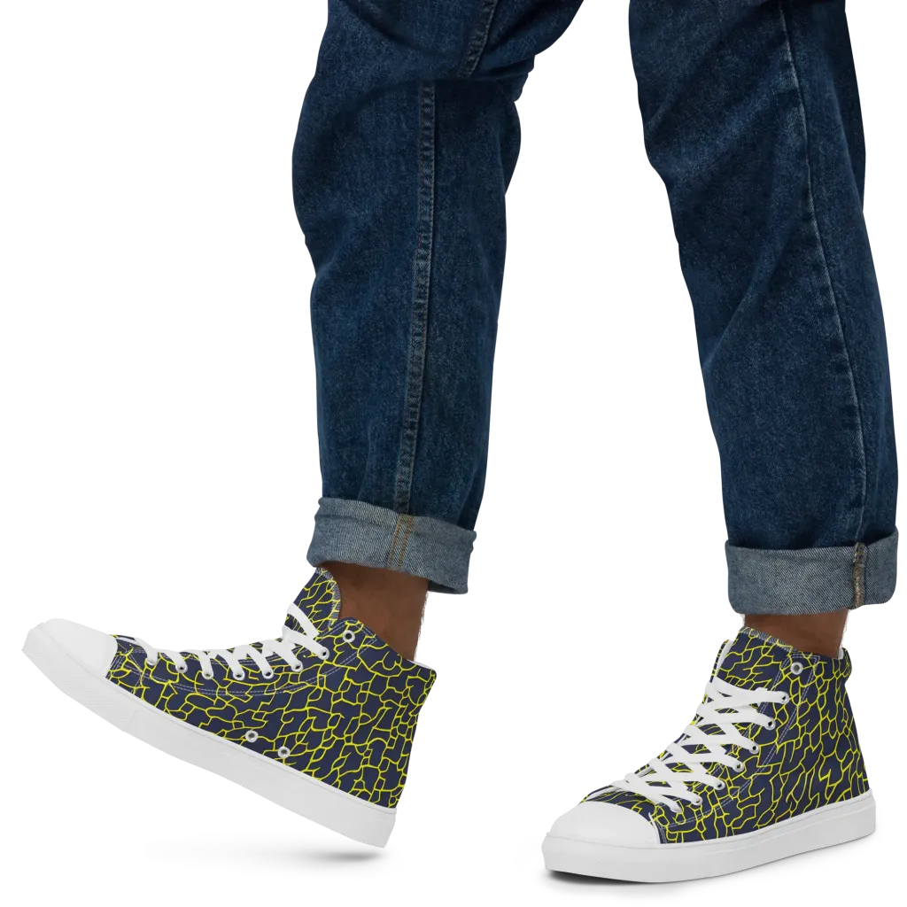Nightshade Maze on Men's High Top Canvas Shoes — Left