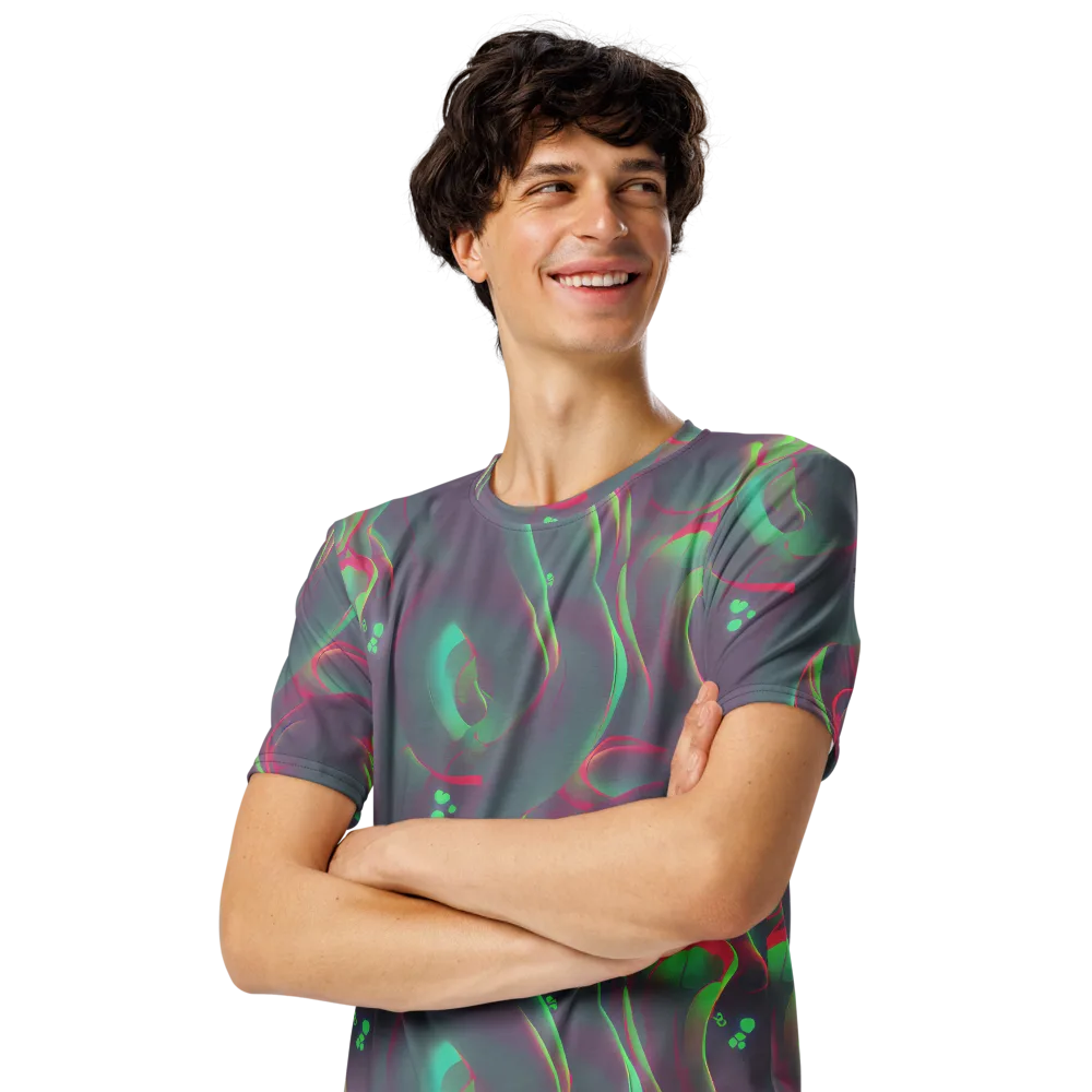 Neon Whisper on Men's Crew Neck T-Shirt — Left Front