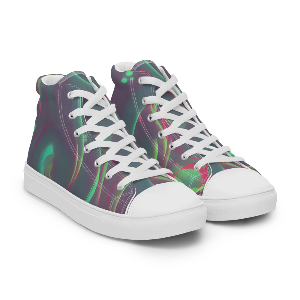 Neon Whisper on Men's High Top Canvas Shoes — Right Front