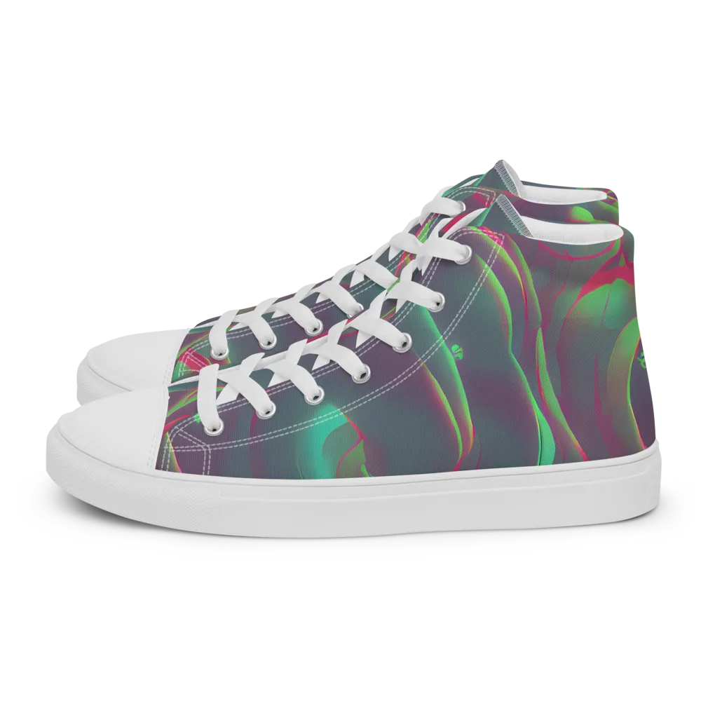 Neon Whisper on Men's High Top Canvas Shoes — Left