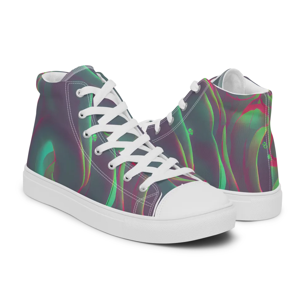 Neon Whisper on Men's High Top Canvas Shoes — Right