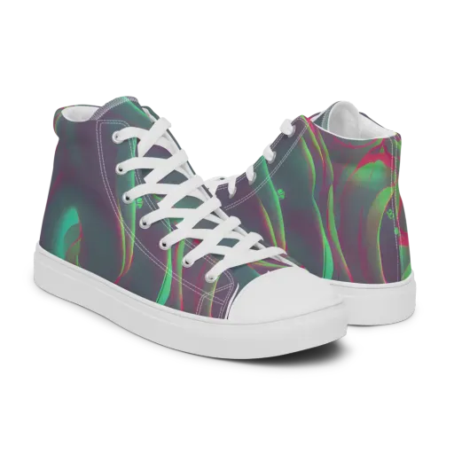 Neon Whisper on a Men's High Top Canvas Shoes