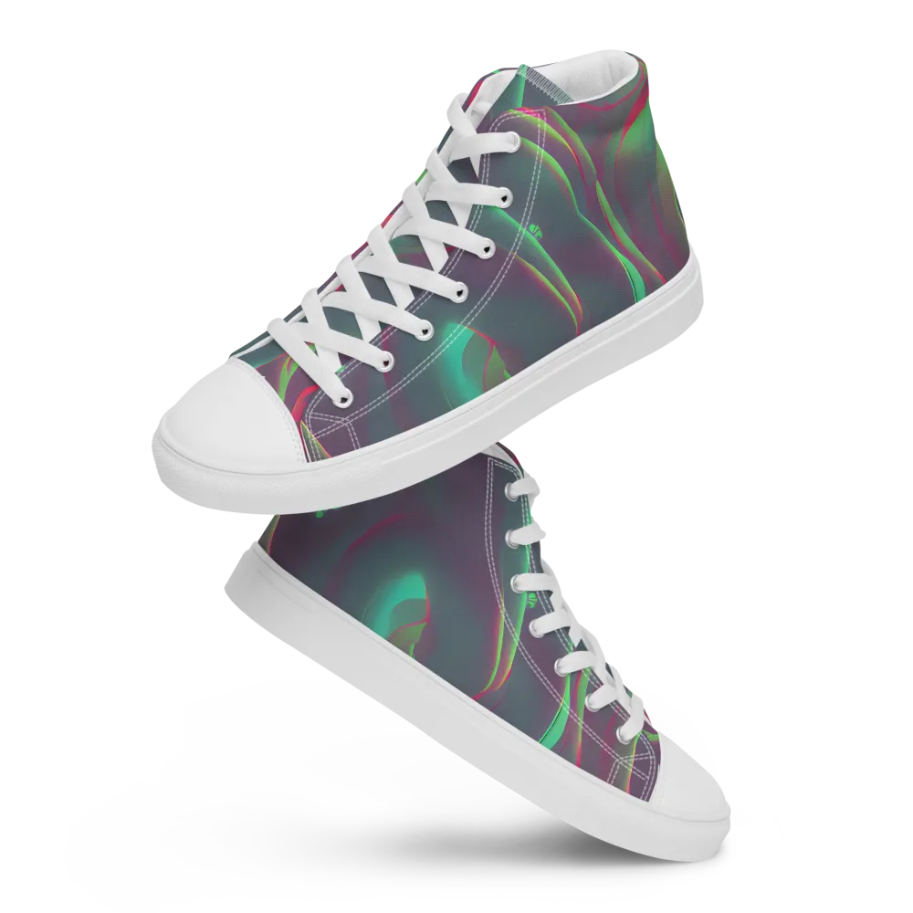 Neon Whisper on Men's High Top Canvas Shoes — Front