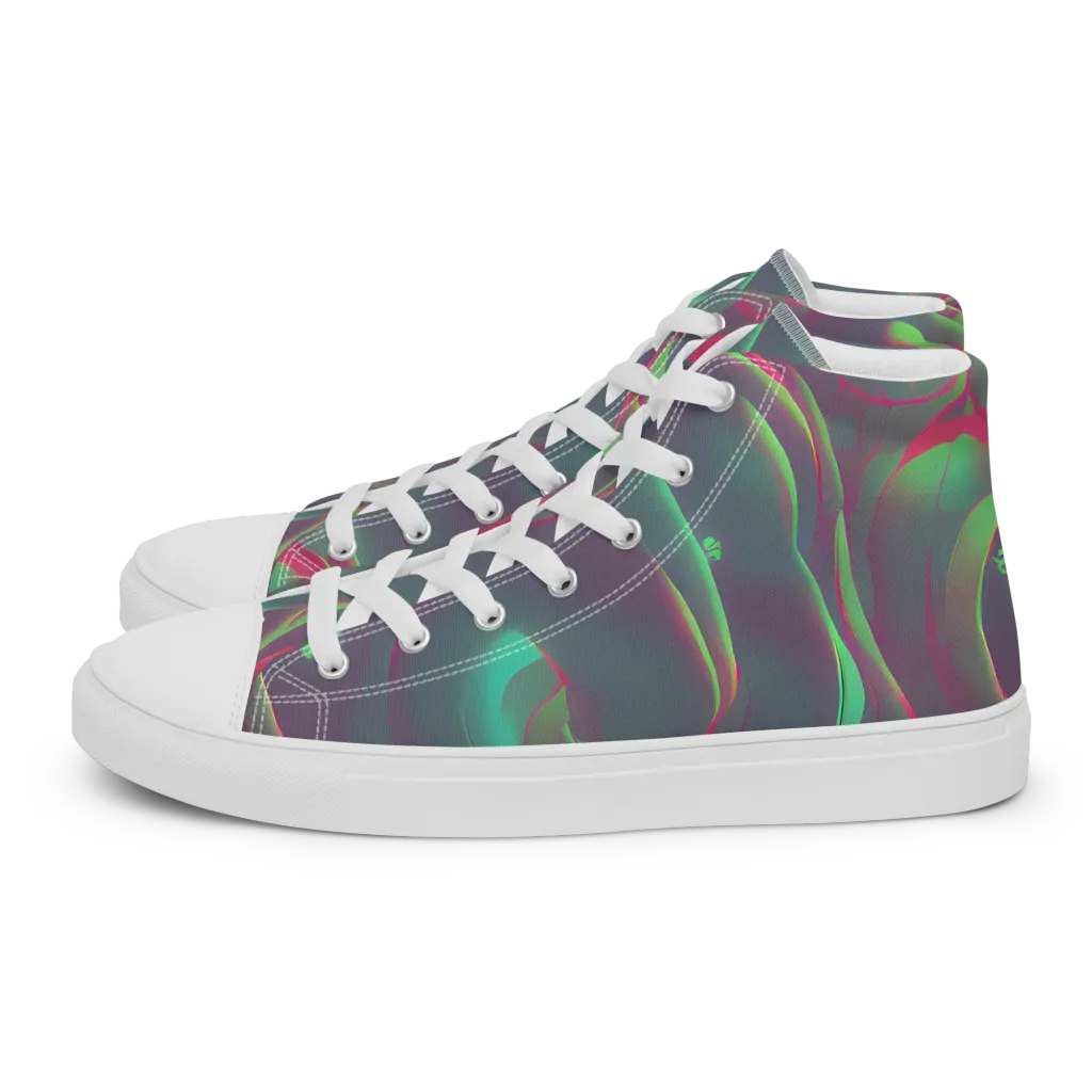 Neon Whisper on Women's High Top Canvas Shoes — Left