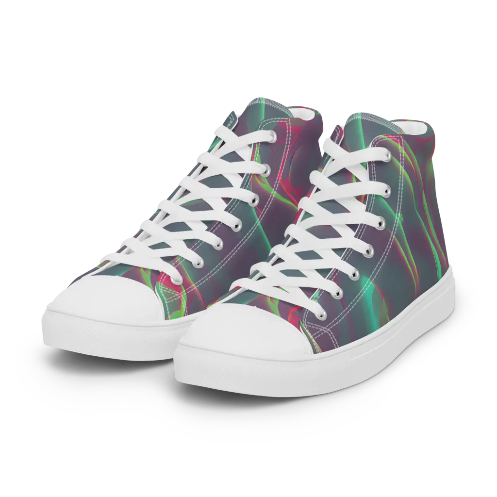 Neon Whisper on Women's High Top Canvas Shoes — Left Front
