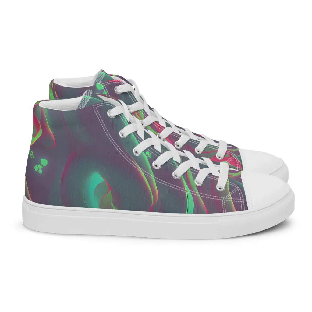 Neon Whisper on Women's High Top Canvas Shoes — Right