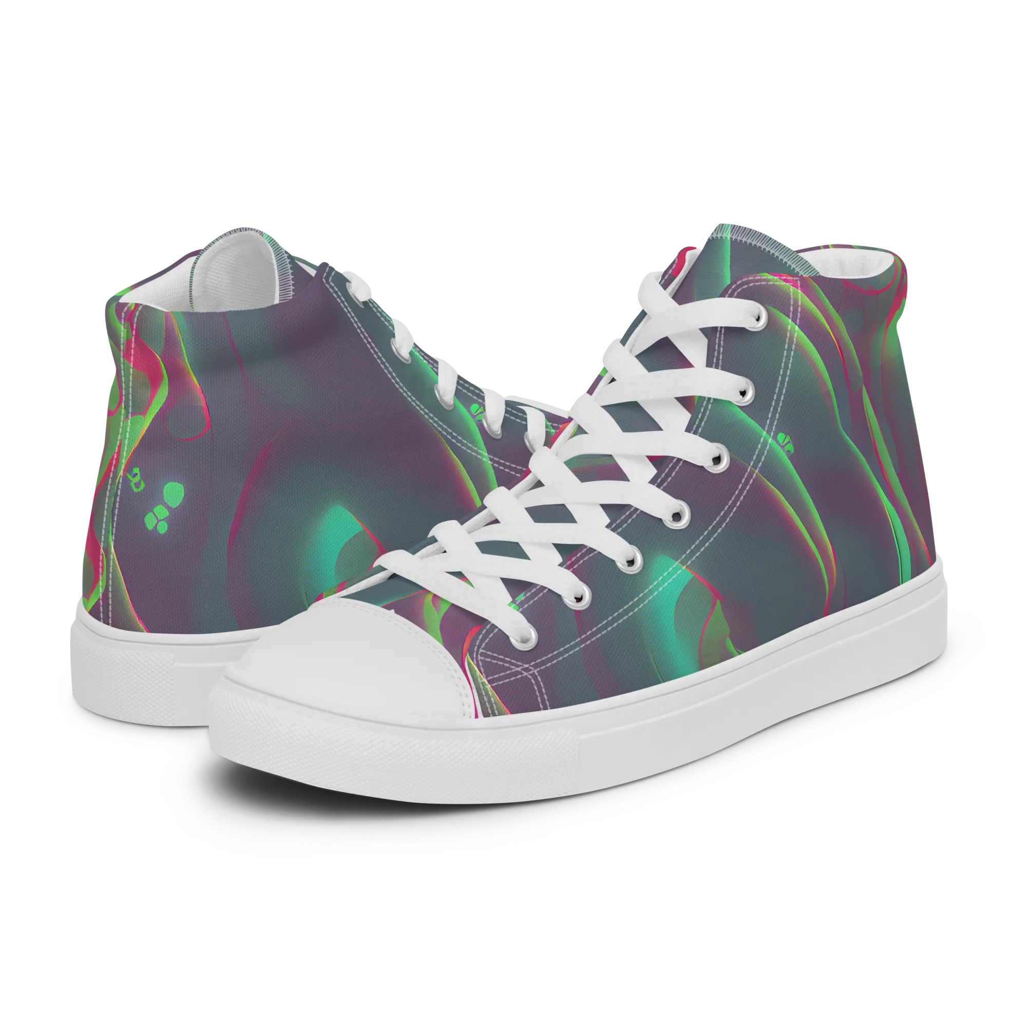 Neon Whisper on Women's High Top Canvas Shoes — Left