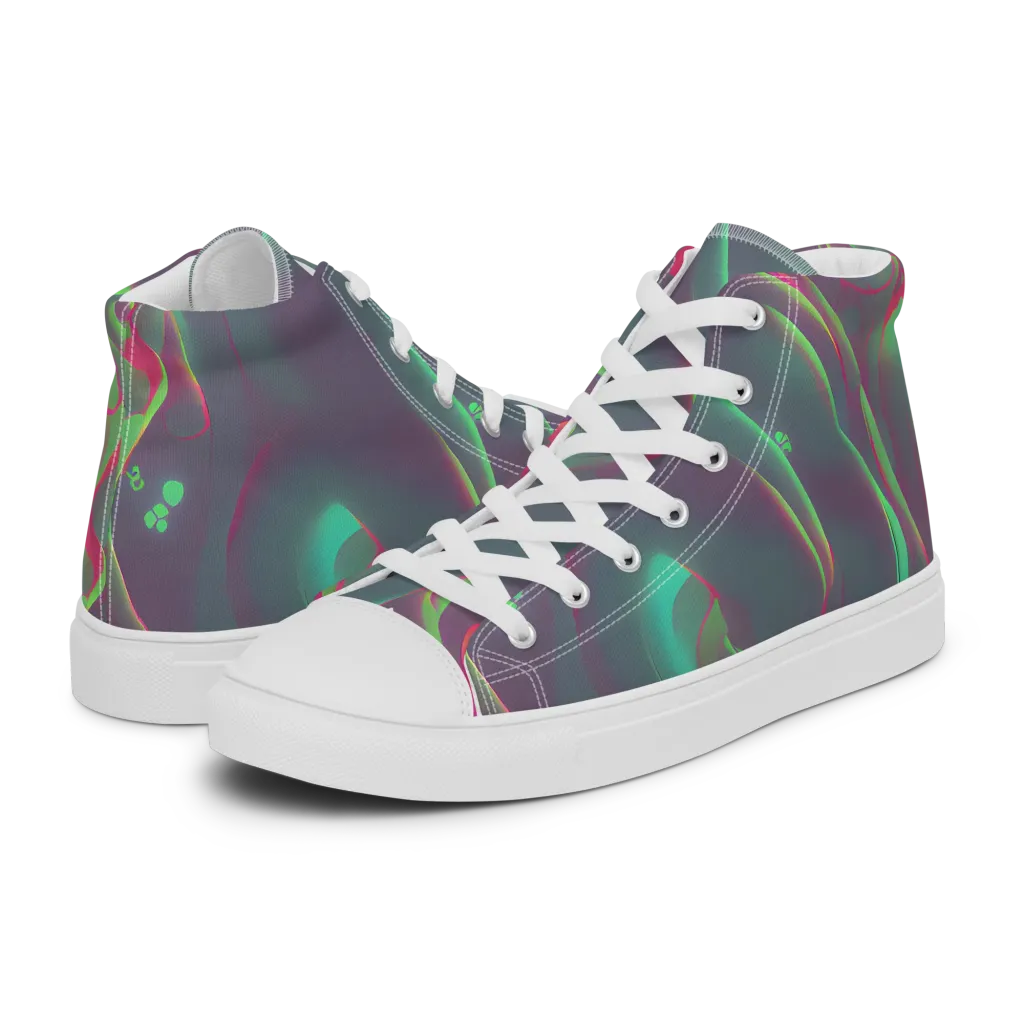 Neon Whisper on Women's High Top Canvas Shoes — Left