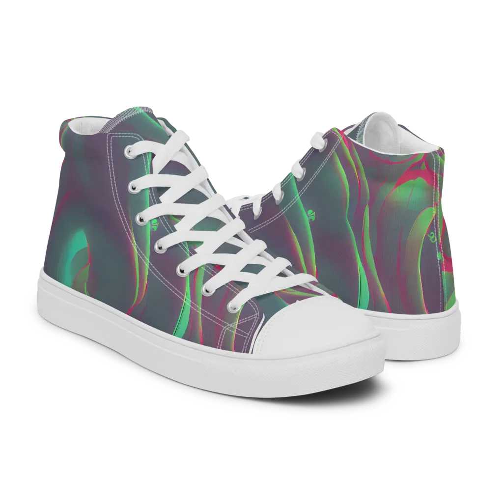 Neon Whisper on Women's High Top Canvas Shoes — Right