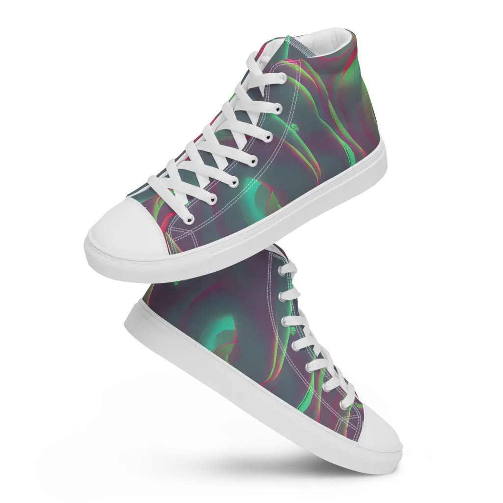 Neon Whisper on Women's High Top Canvas Shoes — Front