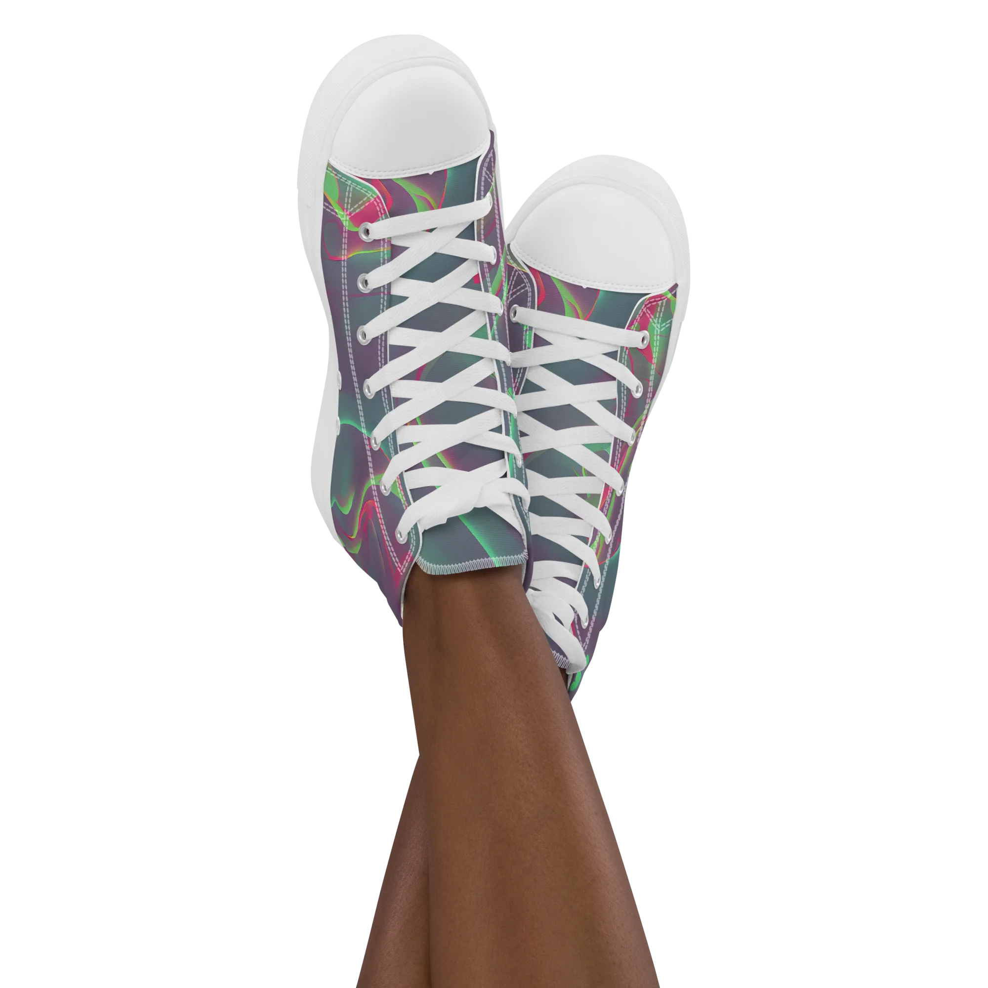 Neon Whisper on Women's High Top Canvas Shoes — Front