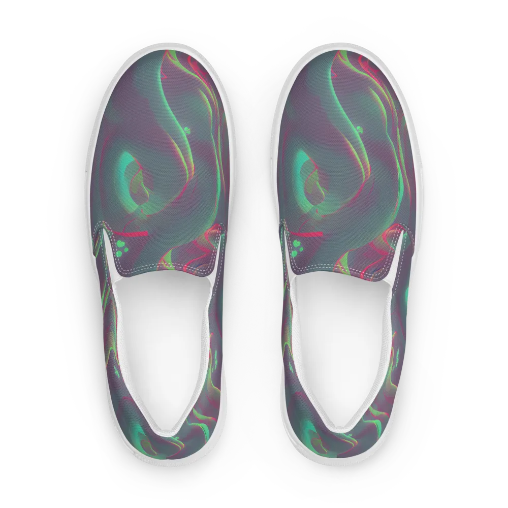 Neon Whisper on Men's Slip-On Canvas Shoes — Front