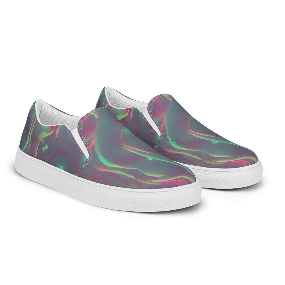 Neon Whisper on Men's Slip-On Canvas Shoes — Right Front
