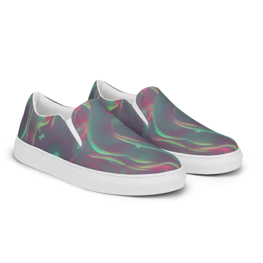 Neon Whisper on a Men's Slip-On Canvas Shoes