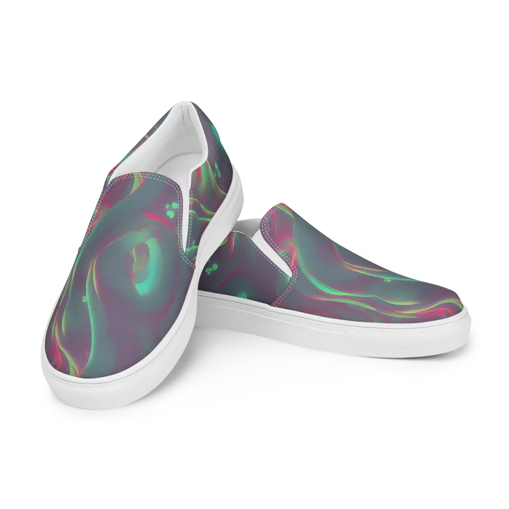 Neon Whisper on Men's Slip-On Canvas Shoes — Left Front