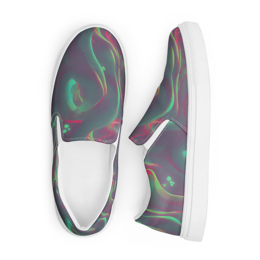 Neon Whisper on Men's Slip-On Canvas Shoes — Front