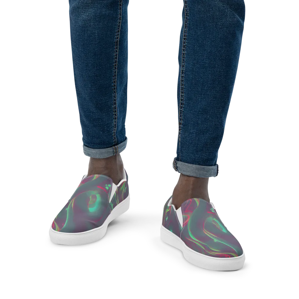 Neon Whisper on Men's Slip-On Canvas Shoes — Front