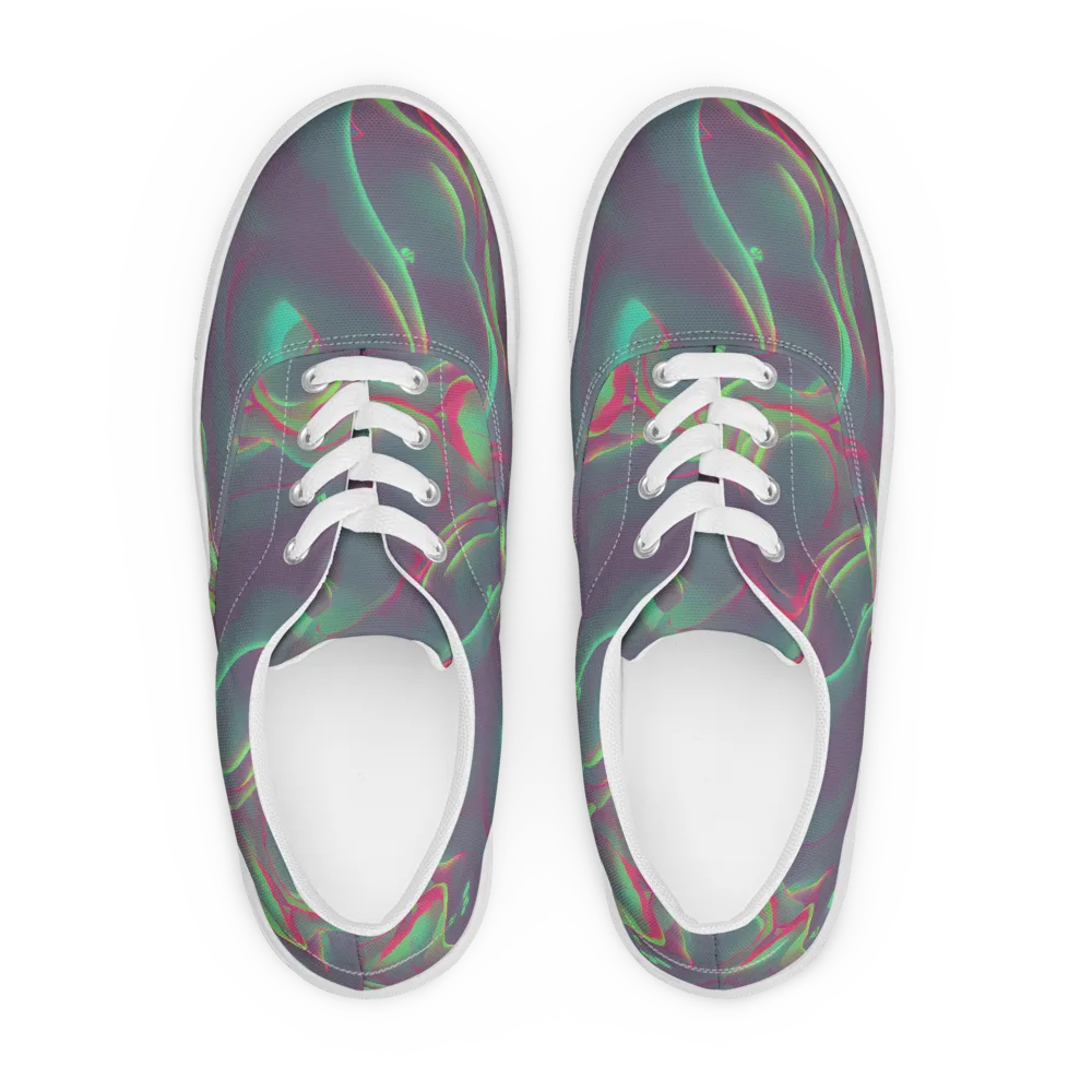Neon Whisper on Men's Lace-Up Canvas Shoes — Front