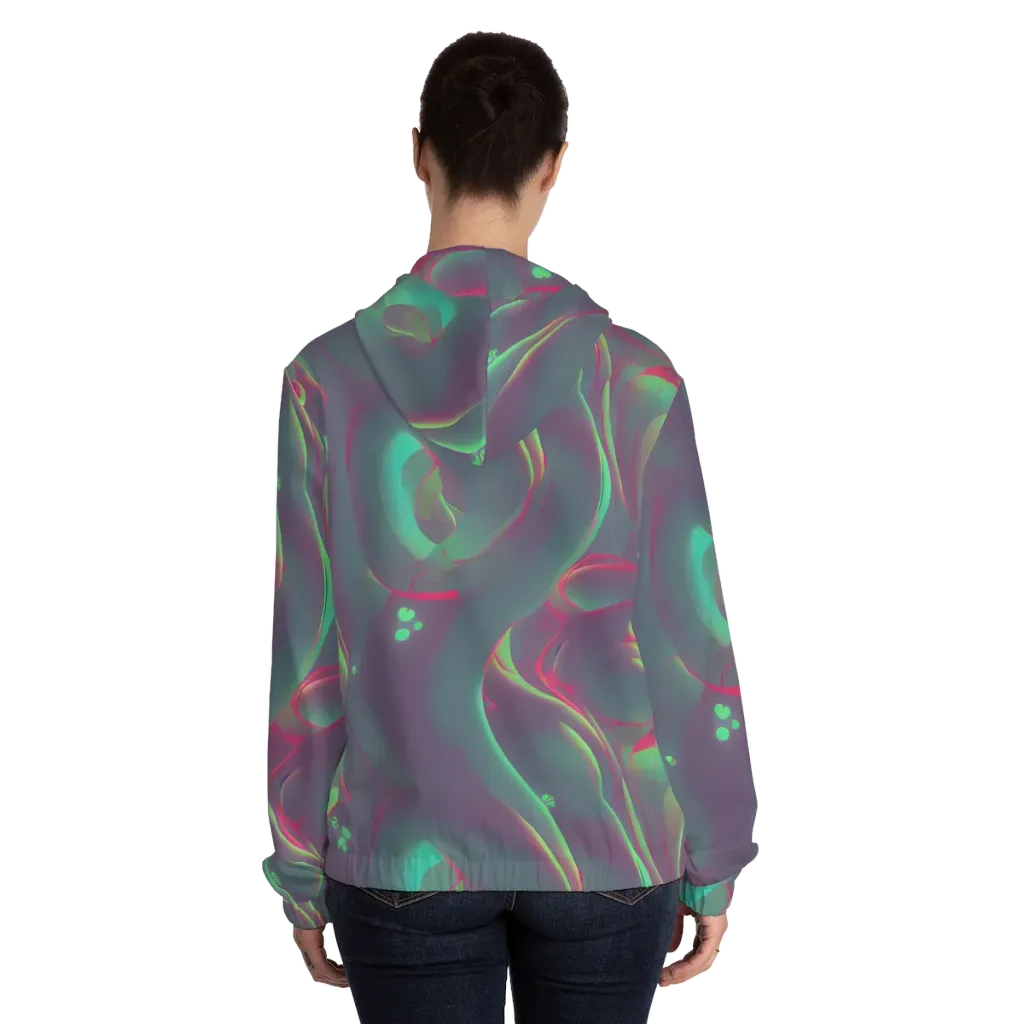 Neon Whisper on Women's Full-Zip Hoodie — Back On Person