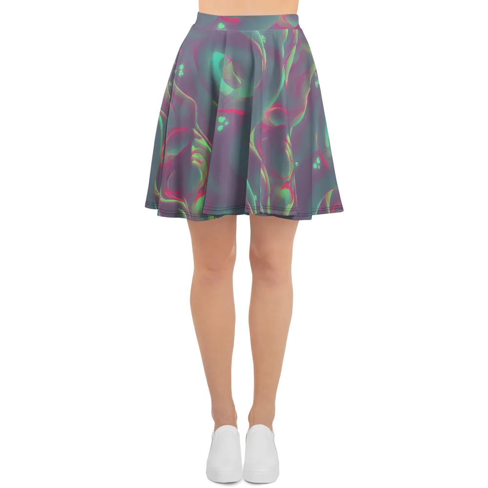 Neon Whisper on Skater Skirt — Front