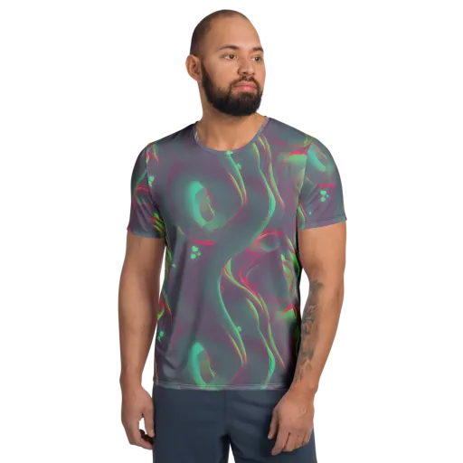 Neon Whisper on a Men's Athletic T-Shirt