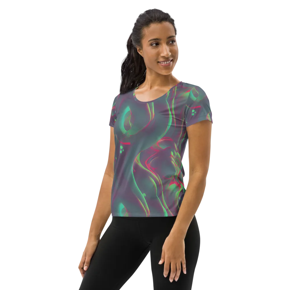 Neon Whisper on Women's Athletic T-Shirt — Left