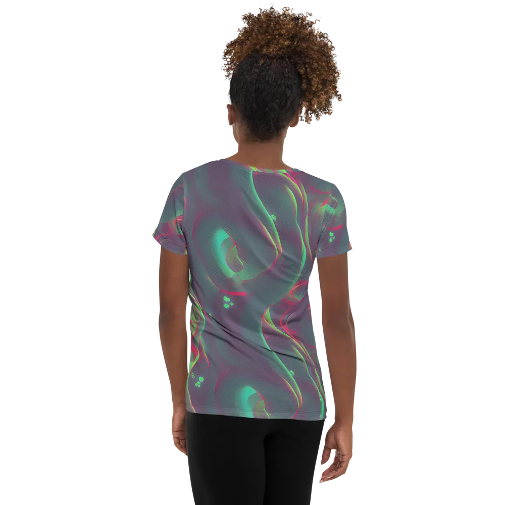Neon Whisper on Women's Athletic T-Shirt — Back