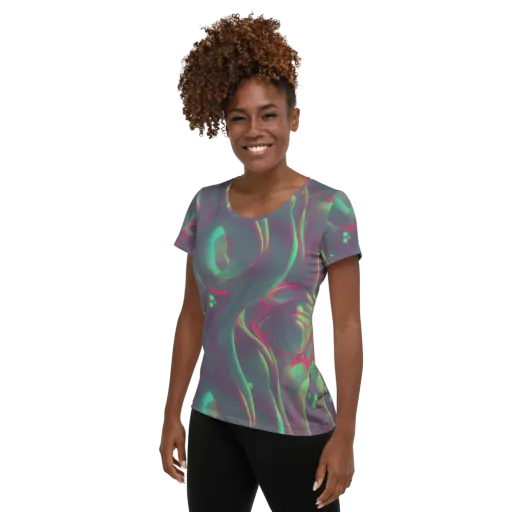 Neon Whisper on a Women's Athletic T-Shirt