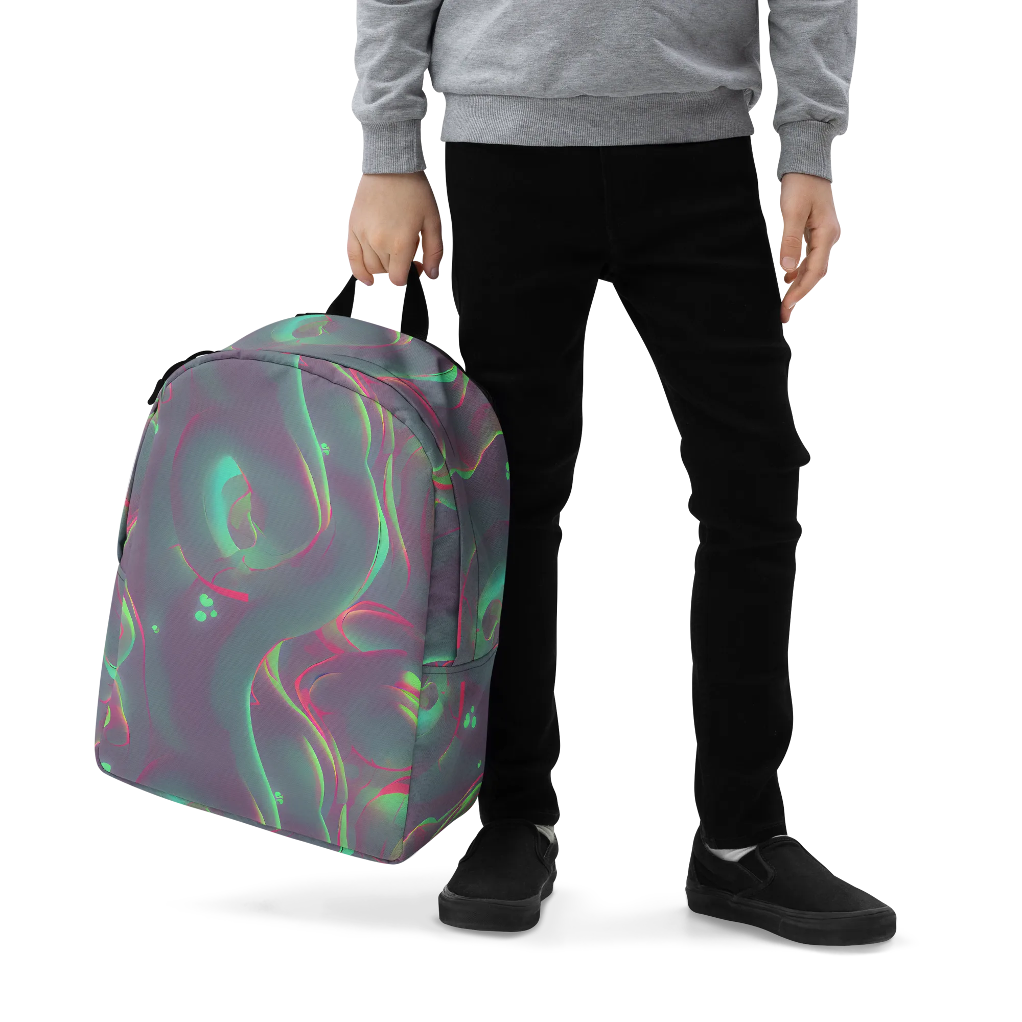 Neon Whisper on Minimalist Backpack — Zoomed-in
