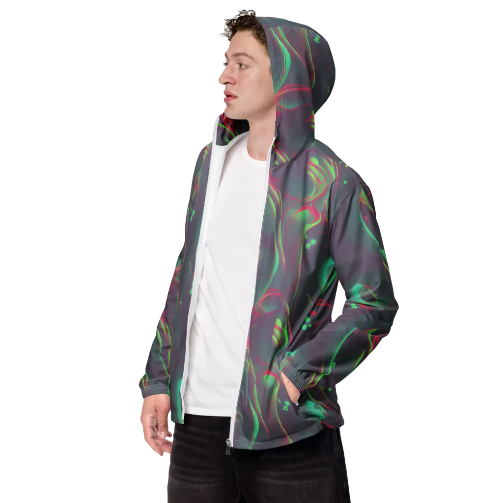 Neon Whisper on Men's Windbreaker — Left Front