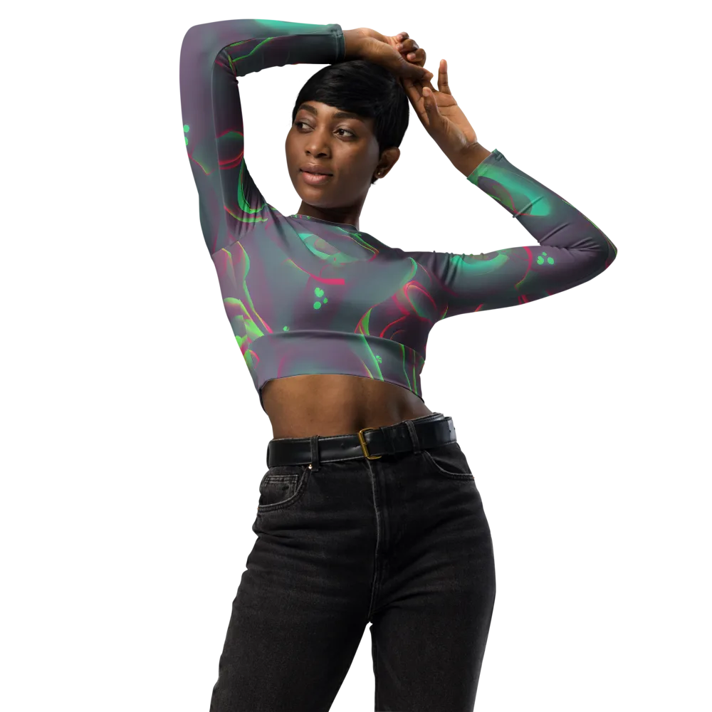 Neon Whisper on Long Sleeve Crop Top — Front