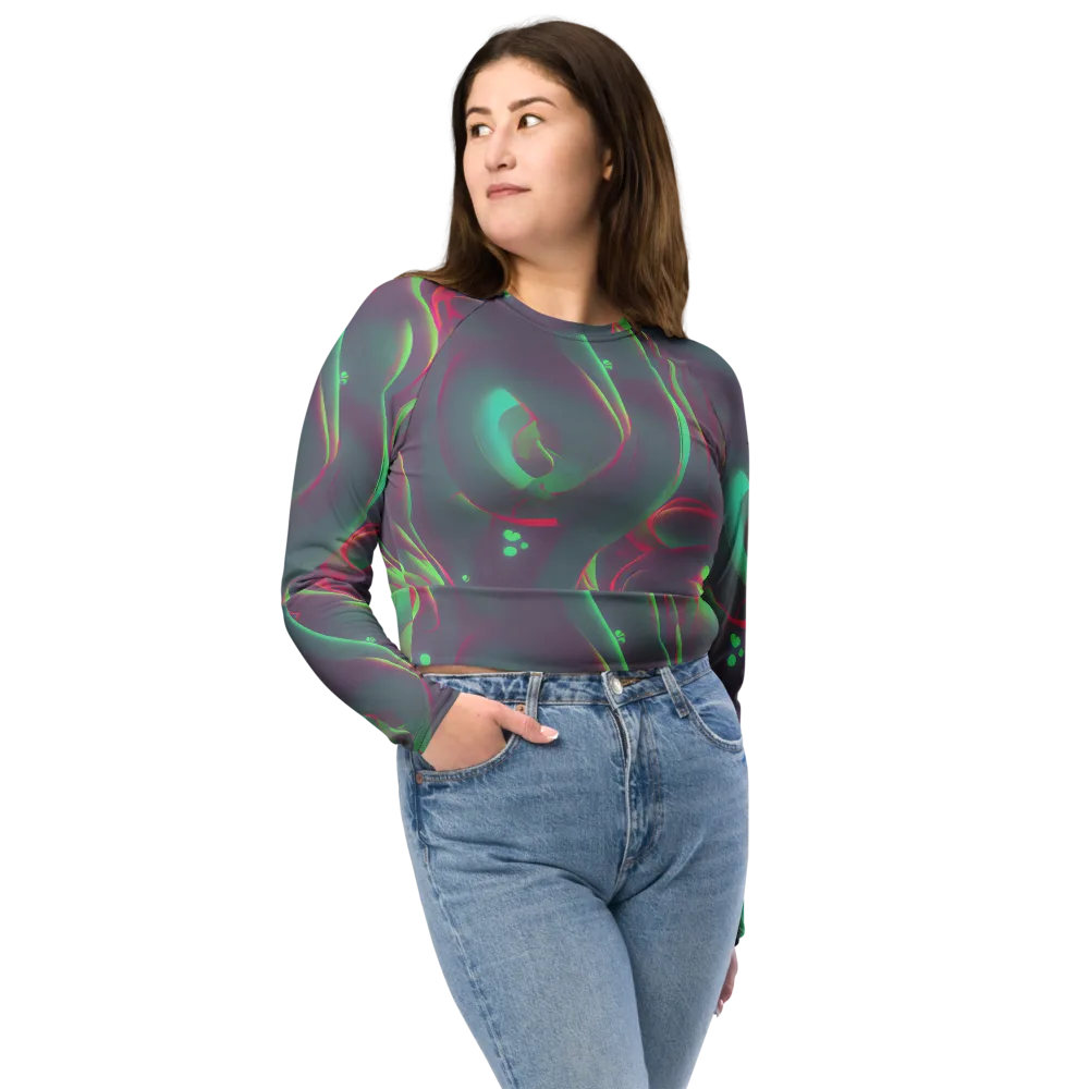 Neon Whisper on Long Sleeve Crop Top — Front