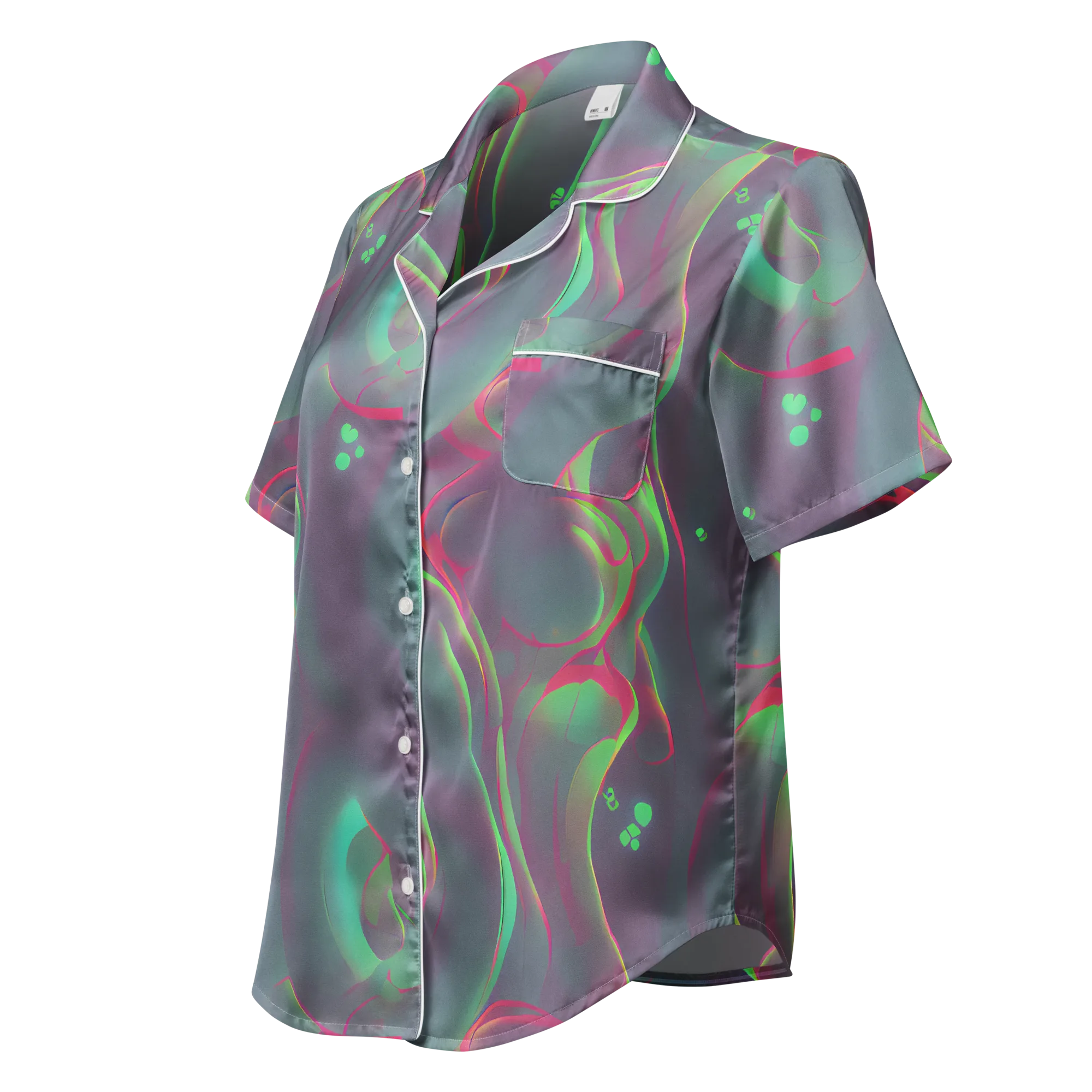 Neon Whisper on Women's Short Sleeve Pajama Top — Left Front
