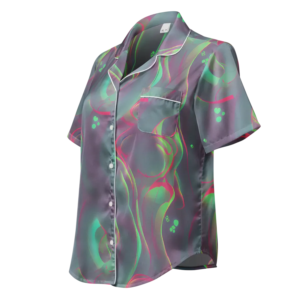 Neon Whisper on Women's Short Sleeve Pajama Top — Left Front