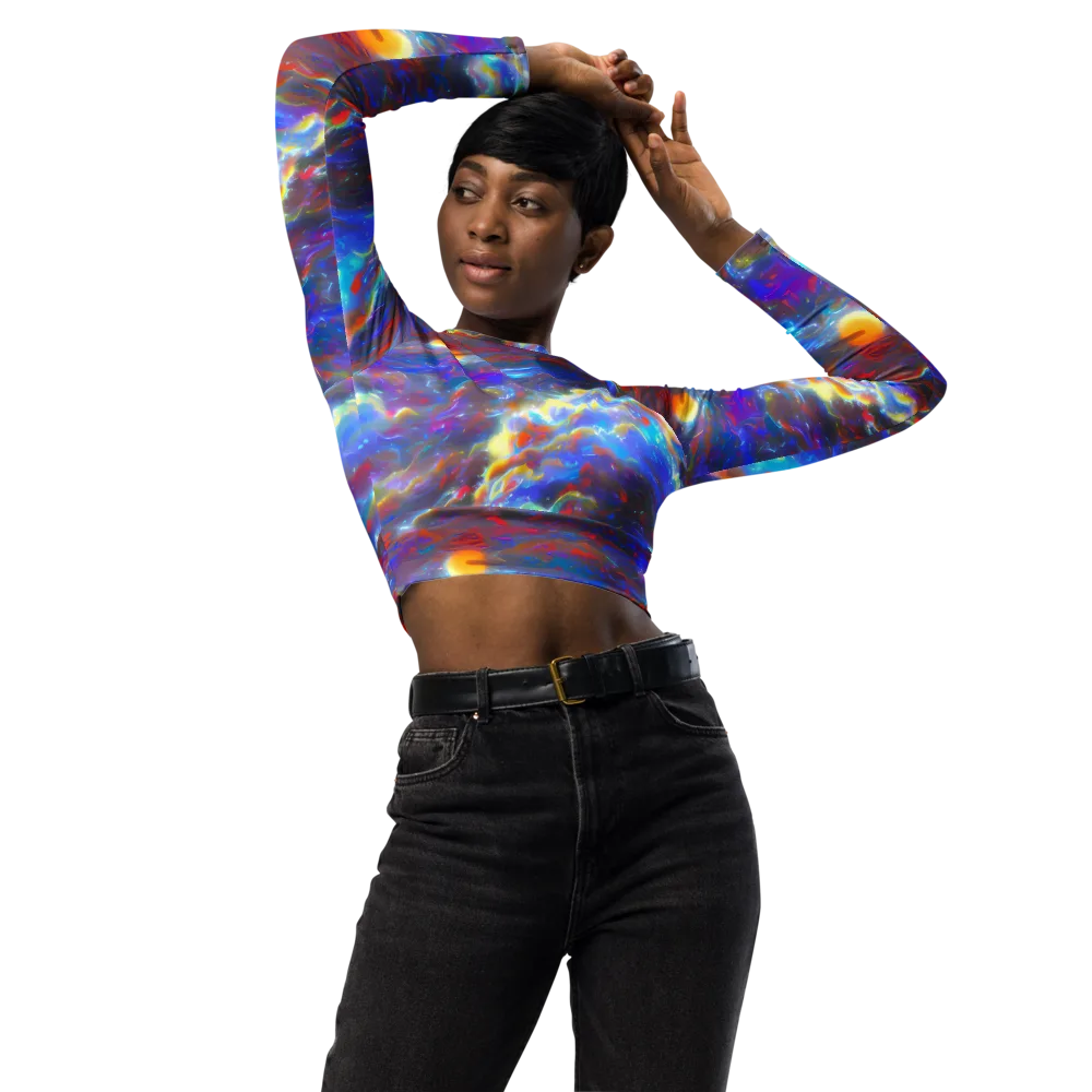 Orion Ripple on Long Sleeve Crop Top — Front