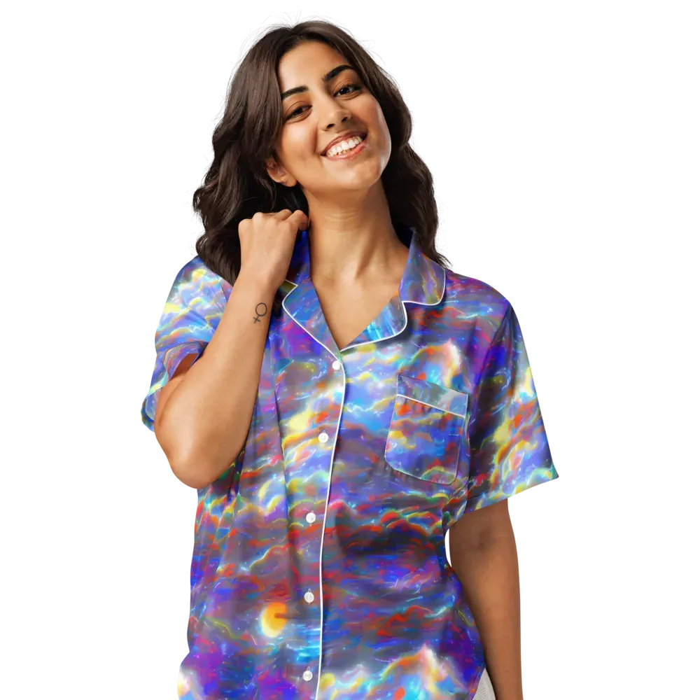 Orion Ripple on Women's Short Sleeve Pajama Top — Front