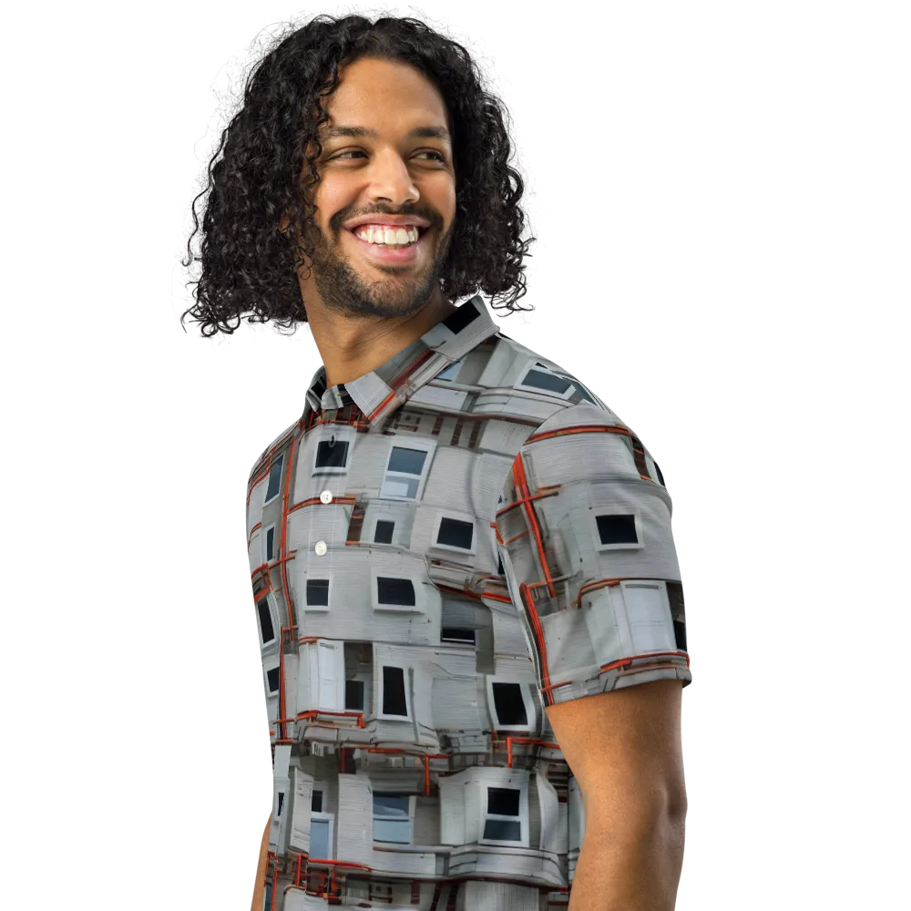 Industrial Reverie on Men's Slim Fit Polo Shirt — Left Front