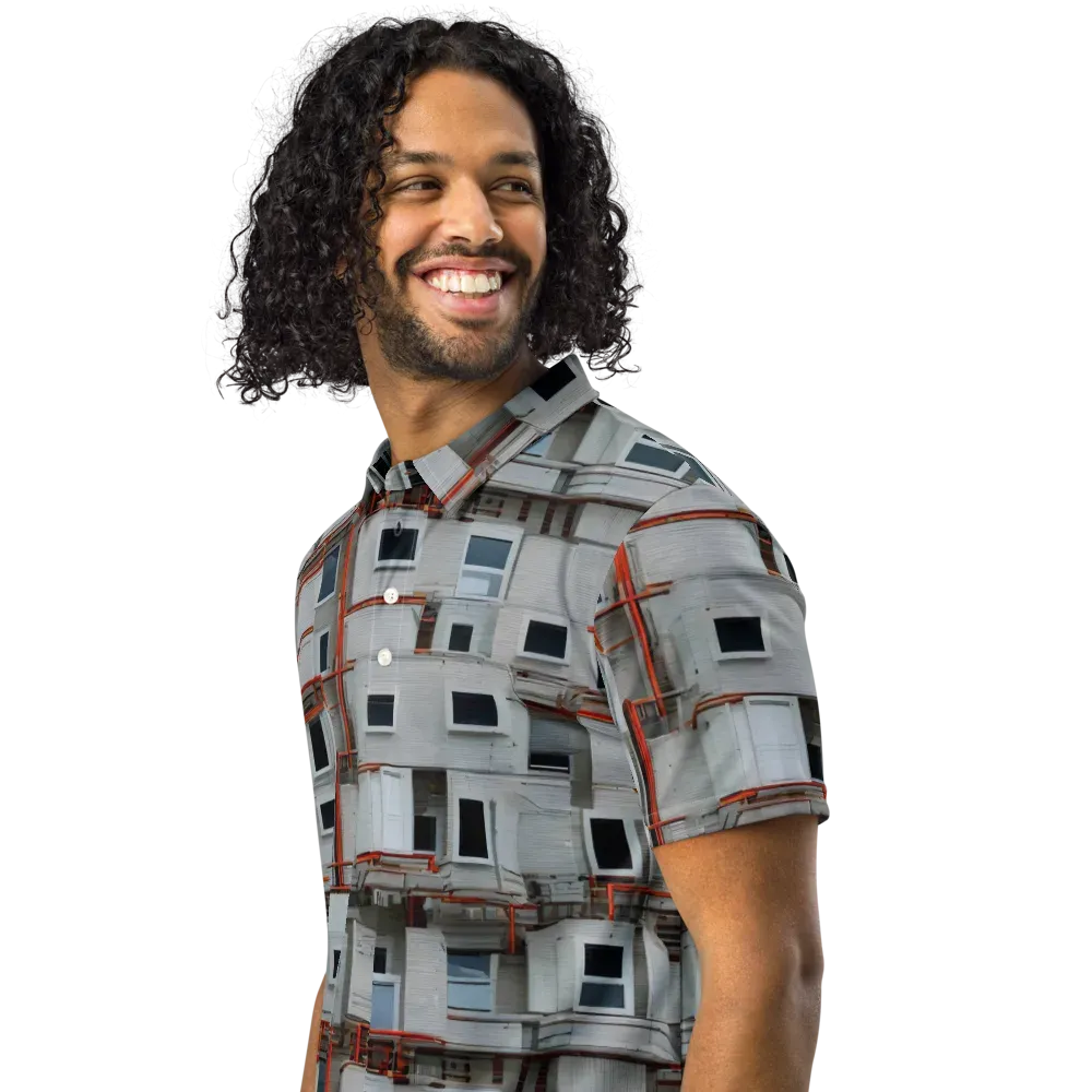Industrial Reverie on Men's Slim Fit Polo Shirt — Left Front