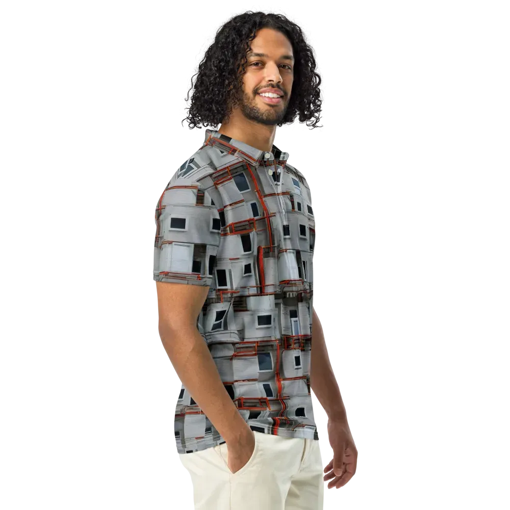 Industrial Reverie on Men's Slim Fit Polo Shirt — Right Front