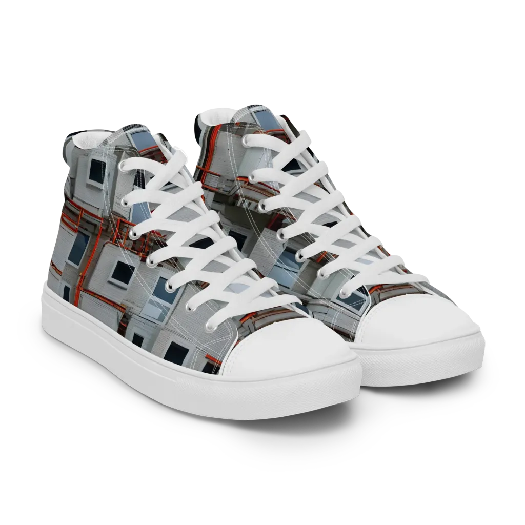 Industrial Reverie on Men's High Top Canvas Shoes — Right Front