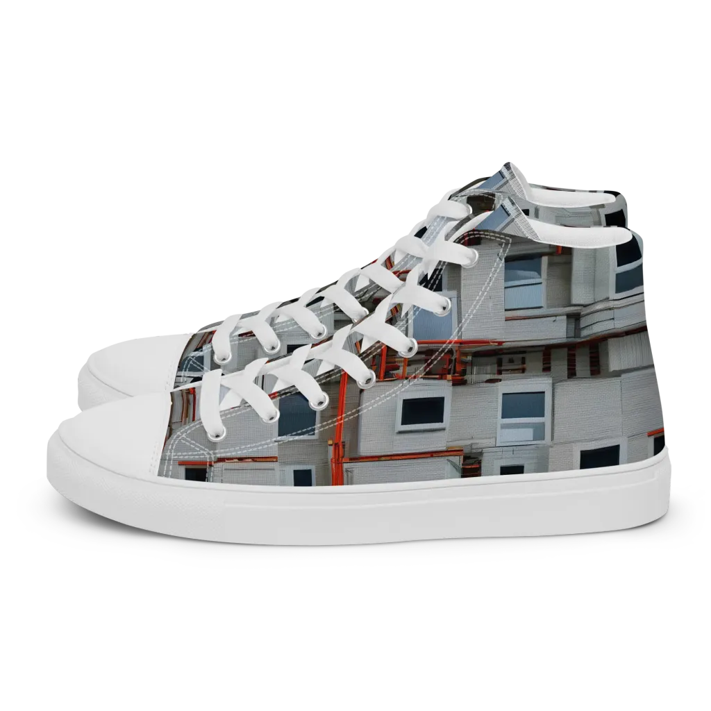 Industrial Reverie on Men's High Top Canvas Shoes — Left